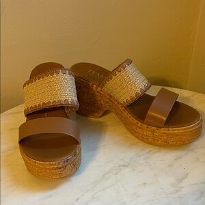 Italian Shoemakers Tan and Brown Platform Sandals